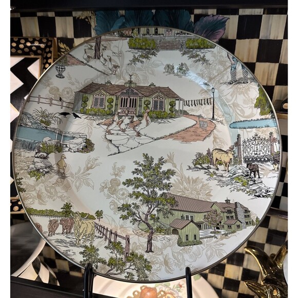 NEW  Mackenzie Childs AURORA 12" Enamel Charger Serving Plate-RARE RETIRED B - Picture 1 of 7